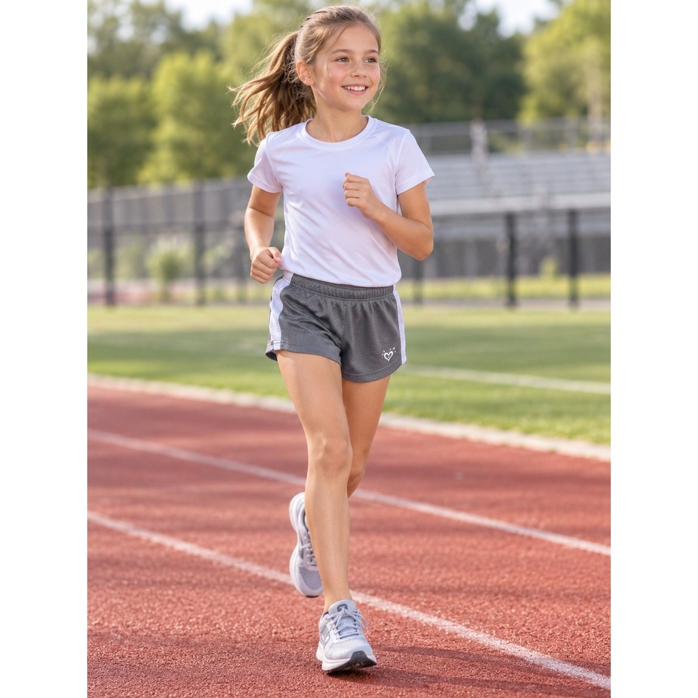 Justice Girls Size 10 Gray Mesh Athletic Shorts Soccer Gym Activewear
